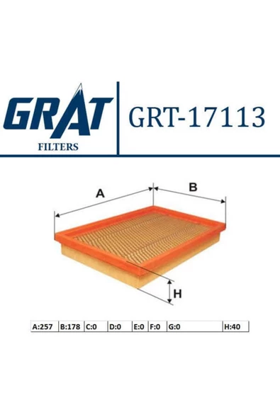 GRAT 17113 Hava Filtresi Coupe 02-09 1.6 2.0 2.7 Elantra 00-06 1.6 2.0 2.0 Crdı / Cerato 04-09 1.6 2 ürün görseli 1
