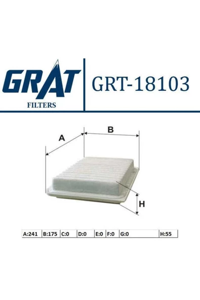GRAT 18103 Hava Filtresi Corolla 07-11 Auris 07-11 Avensis 09-12 Rav4 1.3 1.4 1.6 Vvtı 1.5 1.8 ürün görseli 1