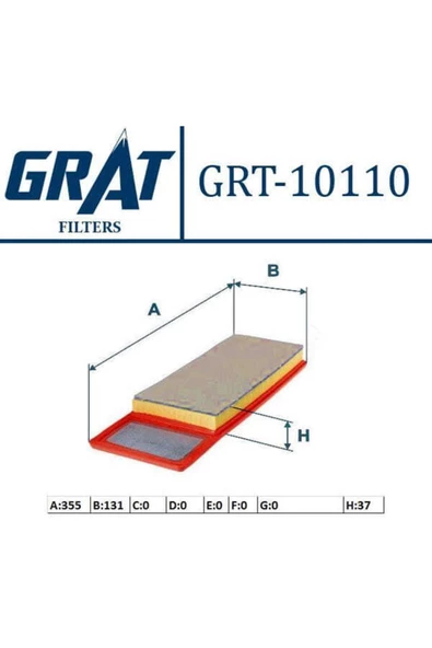 GRAT 10110 Hava Filtresi 500 09- Linea Egea 15- Doblo 10- Yeni Model Fiorino 07- Qubo 08- Panda 10- ürün görseli 1