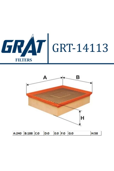 GRAT Hava Fıltresı ( Opel: Vectra B 2.0d )grt-14113 Grt-14113 ürün görseli 1