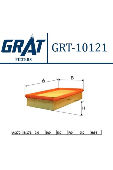 GRAT 10121 Hava Filtresi Bravo 07- Stilo 01- 1.9 Jtd 1.9d Mtj ürün görseli 1