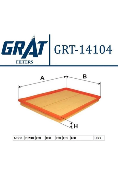 GRAT 14104 Hava Filtresi Astra F 91-98 1.4ı 1.6ı 1.7td 1.8ı 2.0 ürün görseli 1
