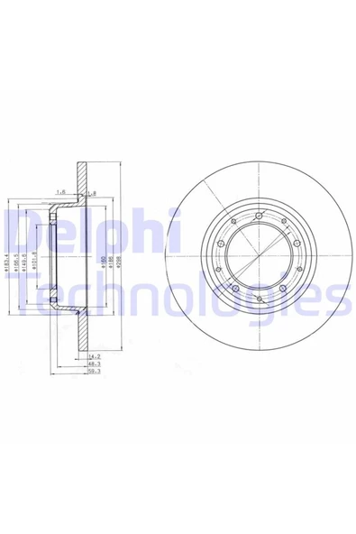 DELPHİ Fren Diski - Boyalı Land Rover Defender 110-defender 130 04/1993 -bg3982c ürün görseli 1