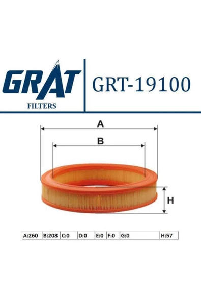 GRAT 19100 Hava Filtresi Favorıt 87-95 Felıcıa Forman / Taunus 1.3 1.6 2.0 ürün görseli 1