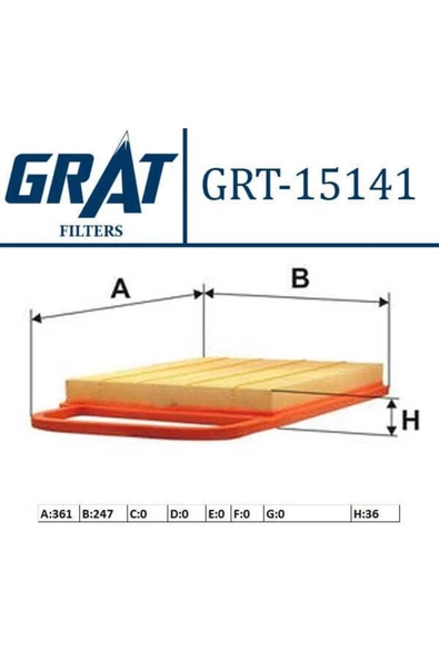 GRAT 15141 Hava Filtresi Polo Iv 9n 02- / Fabia 02- 1.2 Awy ürün görseli 1