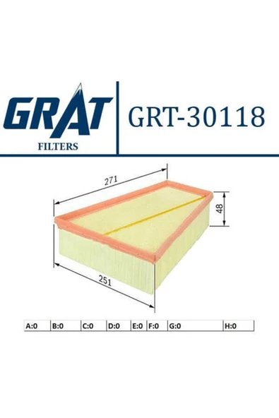 GRAT 30118 Hava Filtresi Bmw 5 11- Bmw Z4 Bmw X1 520i ürün görseli 1