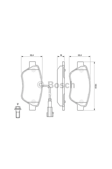 Bosch FREN BALATASI ON-(FIAT: FIORINO 1.3JTD 1.4 08>/500 08>13 "1.3JTD-1.4" ) ürün görseli 1