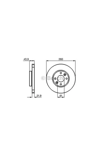 Bosch 0986479103 Ön Fren Aynası Mgn Iıı-clıo Iıı 05>modus 04>micra 03>logan 04>note 06> (260x22x4dlx ürün görseli 1