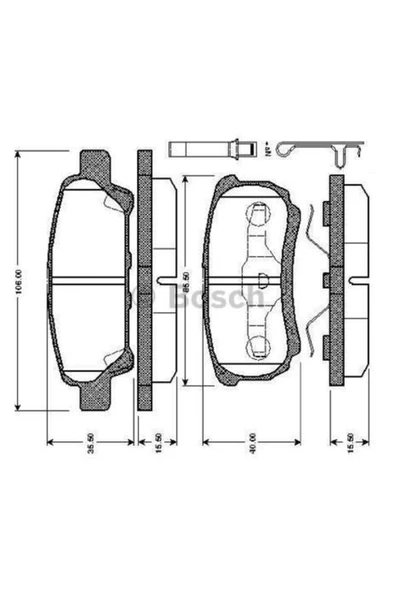 Bosch BALATA FREN ARKA-(MITSUBISHI  LANCER 03/11/OUTLANDER 03/11 ) ürün görseli 1