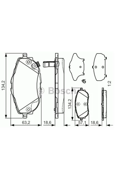 Bosch FREN BALATASI ON TOYOTA COROLLA 2013-2019 AURIS 2012-/ 1.33 1.6 BENZINLI 1.4 D4D DIZEL ürün görseli 1