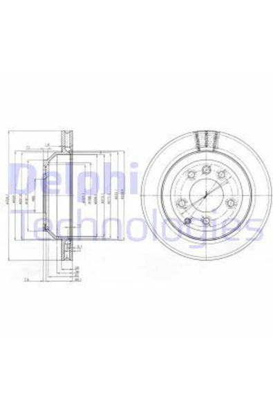 DELPHİ Fren Dıskı Arka Uyumlu Touareg 7l 02- Touareg 7p 10- / Q7 06- / Cayenne Kaplamalı Havalı 330mm ürün görseli 1