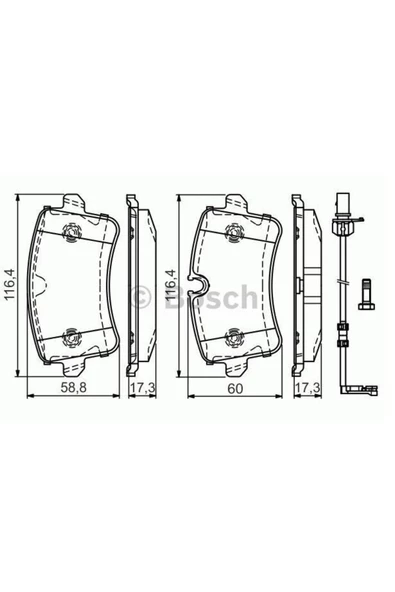 Bosch ARKA FREN BALATASI KABLO 220MM AUDI A4 A5 A6 A7 PORSCHE MACAN ürün görseli 1