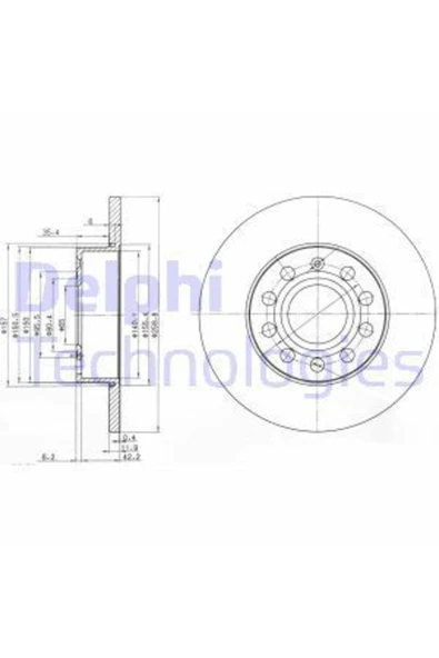 DELPHİ Fren Dıskı Arka Caddy Iıı-golf-v-vı-plus-jetta Iıı-altea 04-a3 03-toledo Iıı-octavıa 04-(260×12×9dl ürün görseli 1