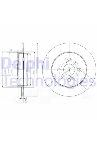DELPHİ FREN DISKI ARKA DUZ-(259-4)-(TOYOTA  YARIS 06/11 1.0 ) ürün görseli 1