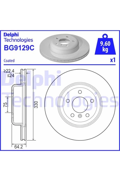 DELPHİ FREN DISKI ON KAPLAMALI  (BMW  5 SERISI F10  2010) ürün görseli 1