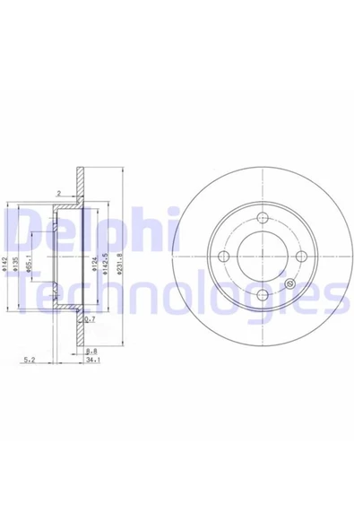 DELPHİ ARKA FREN DISKI-232×9 4×100 (VW POLO 00-02) ürün görseli 1