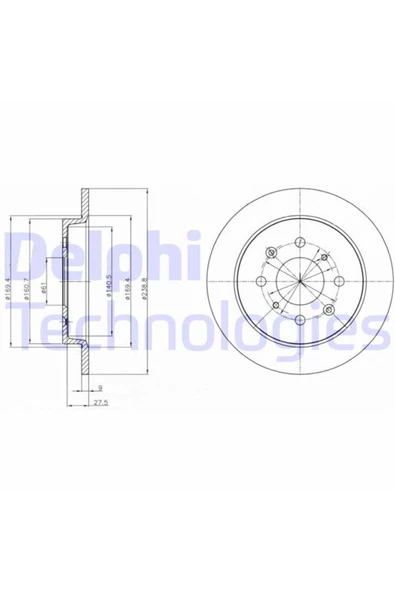 DELPHİ FREN DISK ARKA DUZ 239-4 ( HONDA  JAZZ CITY 09 - 12 ) ürün görseli 1