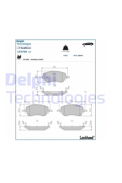 DELPHİ Fren Balatası On- Fıat Egea Station Wagon 356 1.3 D 356wxh1a 2020- Lp3709 Oem ürün görseli 1