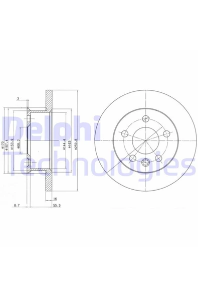 DELPHİ ON FREN DISKI-260×16 5×112 VW TRANSPORTER ürün görseli 1
