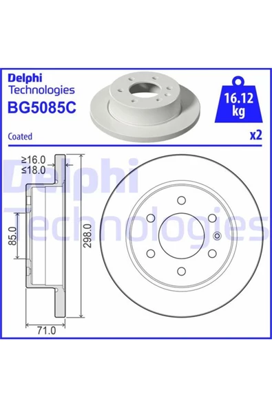 DELPHİ FREN DISKI   MERCEDES W907-W910 SPRINTER ARKA   ELEKT. EL FRENI takım ürün görseli 1