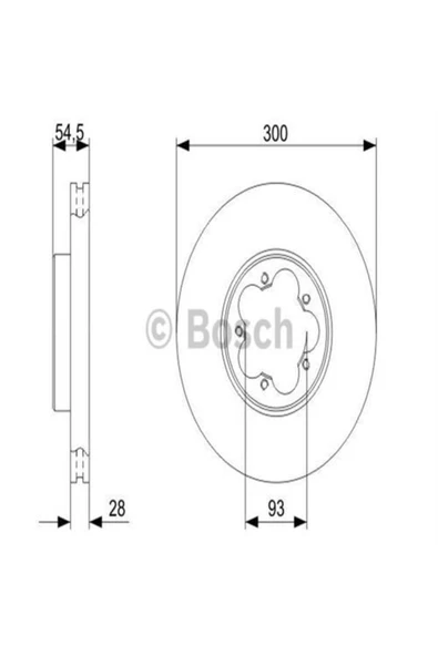 Bosch Fren Dıskı Ön Transıt V184 06- Transıt V347 06- Arkadan Çekıslı 300x28 5 Delık Havalı ürün görseli 1