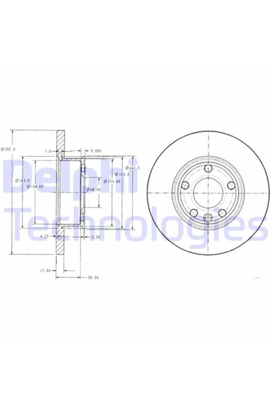 DELPHİ ON FREN DISKI-15 JANT-282×18 5×112 (VW TRANSPORTER 91-96) ürün görseli 1