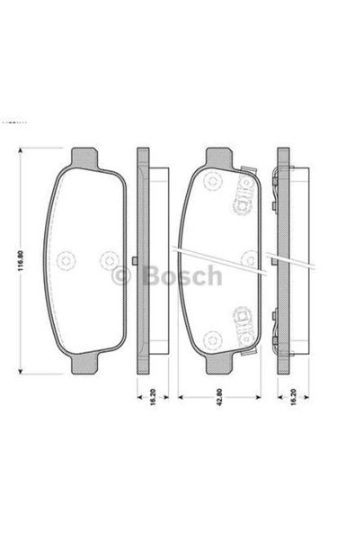 Bosch BALATA FREN ARKA-(CHEVROLET  CRUZE 09/12/OPEL ASTRA J  09/13/ MOKKA 12/13 ) (15-16 JANT) ürün görseli 1