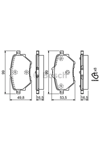 Bosch FREN BALATASI ARKA CAPI 268MM (PEUGEOT:308 II 1.2VTI 1.2THP 1.6 2.0HDI 13-/CITROE:C4 PICASSO II) ürün görseli 1