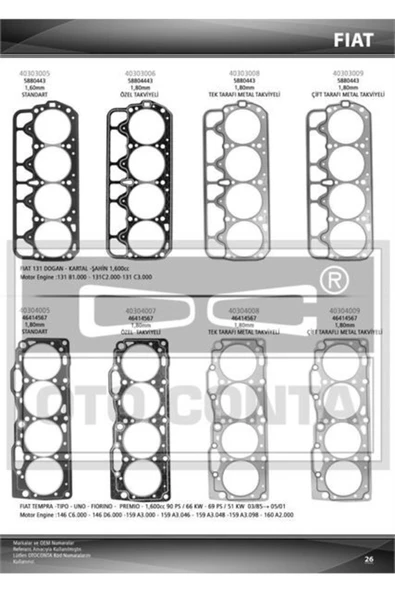 OTO CONTA Silindir Kapak Contası 1.60mm M131 1600 4387623 4330004 ürün görseli 1