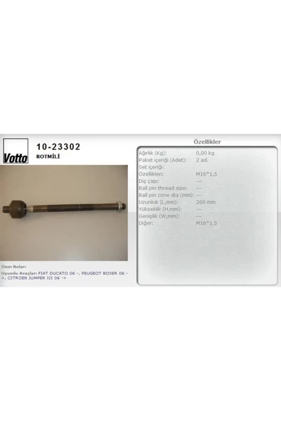 VOTTO ROTMILI ( FIAT   DUCATO / PEUGEOT   BOXER / CITROEN   JUMPER 06-- ) ürün görseli 1