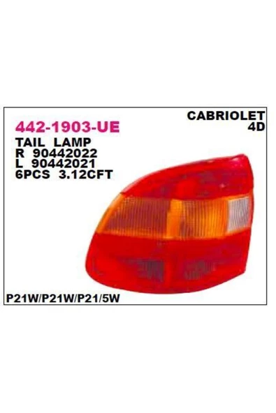 Depo Stop Lambası Sol Duysuz Opel Astra F 92-dpo-442-1903l-ue 90442021 90442021 ürün görseli 1