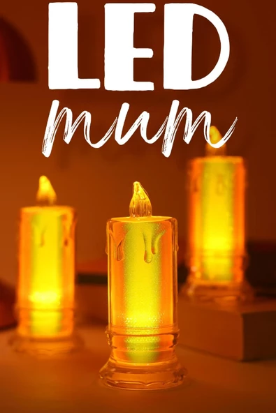 3 ADET Led Mum Simli Tipi Pil Dahil Dumansız Alev Ledli Yapay Dekoratif Mum Işığı BÜYÜK PT423 ürün görseli 1