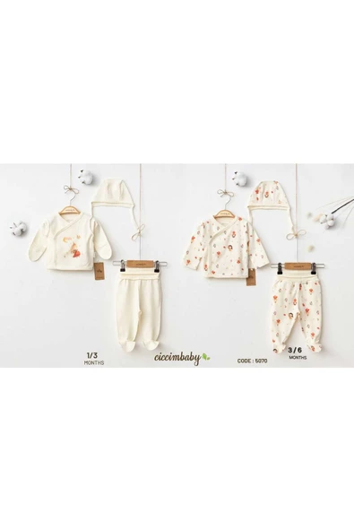 ciccimbaby  PERİKIZI ZIBINLI 3 LÜ TAKIM 2 Lİ ( PAKET İÇERİĞİ 1-3 / 3-6 AY  ) ürün görseli 1
