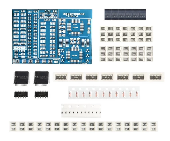 Smd Lehim Öğrenme Seti 77 Parça Smt Elektronik Eğitim Kiti Deney Pratikleme Kartı Qfp44 Sop16 ürün görseli 1
