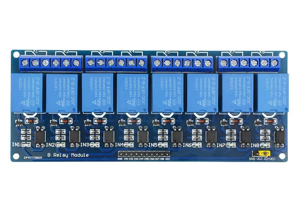 8 Kanal DC 12V Röle Modül AC 250V DC 30V 10A Optokuplör İzolasyonlu Girişler Elektronik Anahtar ürün görseli 1