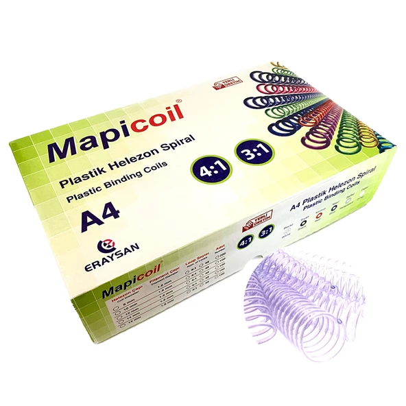 MAPİCOİL 4:1 PLASTİK HELEZON SPİRAL 12MM ŞEFFAF 100 AD. 48 LOP ürün görseli 1