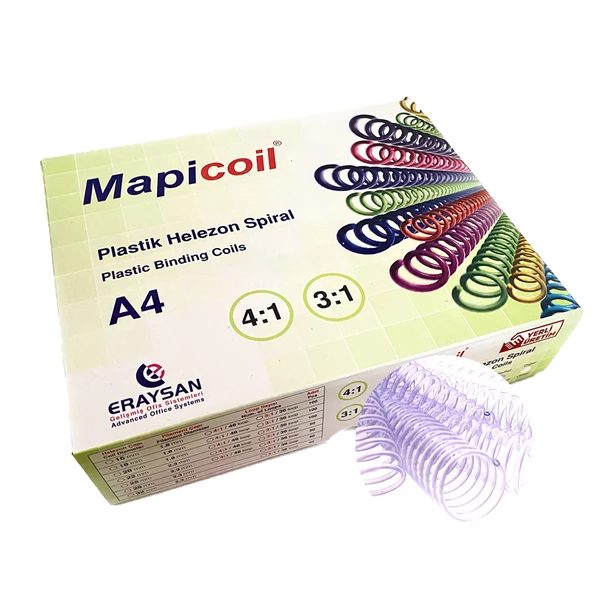 MAPİCOİL 4:1 PLASTİK HELEZON SPİRAL 18MM ŞEFFAF 100 AD. 48 LOP ürün görseli 1