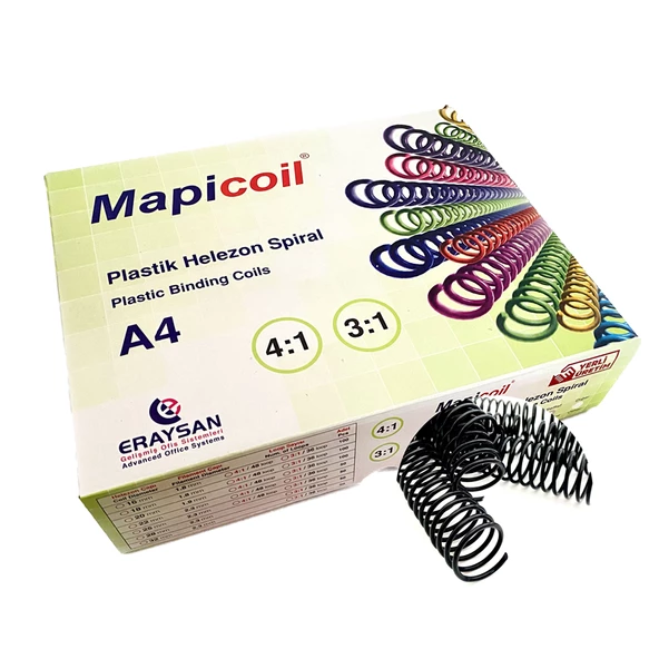 MAPİCOİL 4:1 PLASTİK HELEZON SPİRAL 20MM SİYAH 100 AD. 48 LOP ürün görseli 1