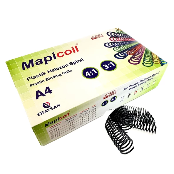 MAPİCOİL 4:1 PLASTİK HELEZON SPİRAL 12MM SİYAH 100 AD. 48 LOP ürün görseli 1