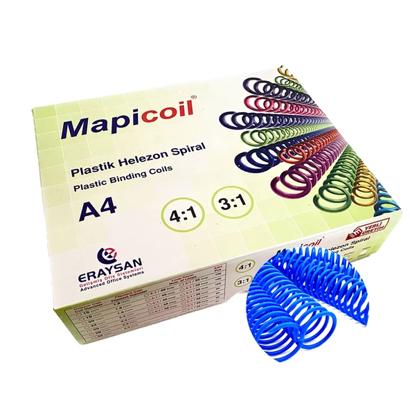 MAPİCOİL 3:1 PLASTİK HELEZON SPİRAL 32MM MAVİ 50 AD. 36 LOP ürün görseli 1