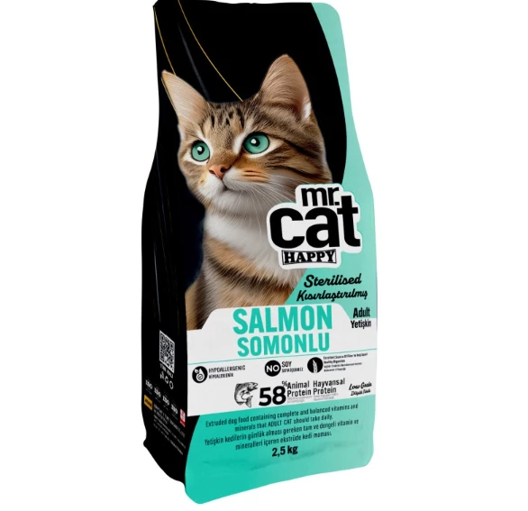 Mr.cat Happy Kısırlaştırılmış Somonlu Kedi Maması 2.5 Kg ürün görseli 1