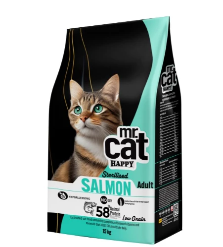 Mr. Cat Happy Kısırlaştırılmış Somonlu Kedi Maması 15 Kg ürün görseli 1