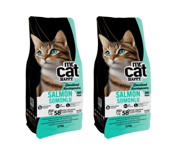 Mr. Cat Happy Kısırlaştırılmış Somonlu Kedi Maması 2x2,5 Kg ürün görseli 1