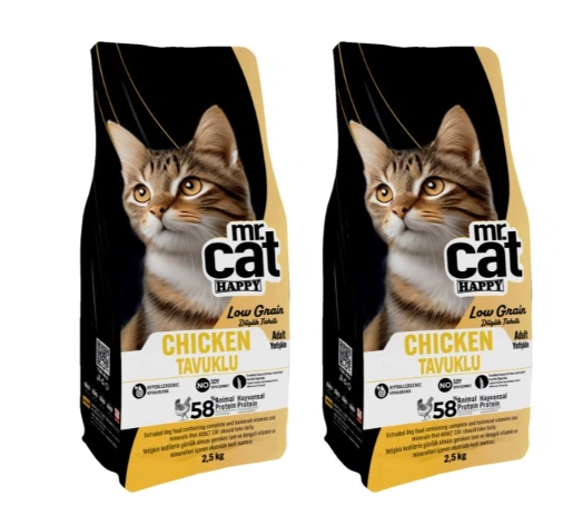 Mr. Cat Happy Low Grain Tavuklu Yetişkin Kedi Maması 2 X 2,5 Kg ürün görseli 1