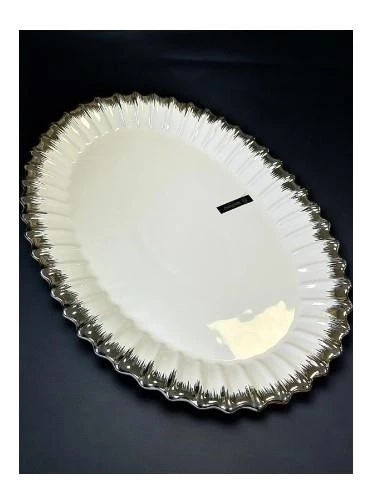 Royking Line Silver Oval Sunum Tabak 39*27 Cm GBS 011 ürün görseli 1