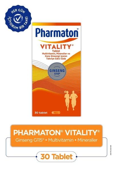 Pharmaton Vitality 30 Tablet - Ginseng G115, Multivitamin Ve Mineraller ürün görseli 1