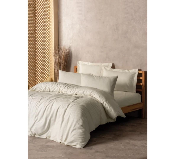 Cotton Box Plain Çift Kişilik Nevresim Takımı Krem ürün görseli 1