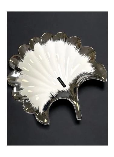 Royking Line Silver Yaprak Sunum Tabak Büyük 25*25 Cm GBS 017 ürün görseli 1