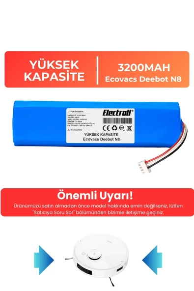 Ecovacs Deebot N8 Robot Vacuum Cleaner Robot Süpürge (Yüksek Kapasite) 3200mAh Süpürge Pil ürün görseli 1