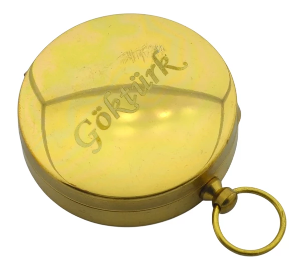 Yuvarlak Sarı Metal Kasa Su Geçirmez Fosforlu Dayanıklı Pusula (5cmx1.6cm) Defolu ürün görseli 1